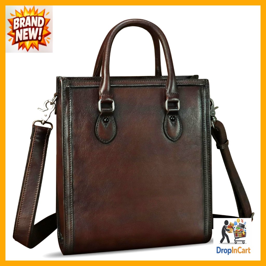 Genuine Leather Shoulder Bag Vintage Satchel Tote Handmade Retro Chic